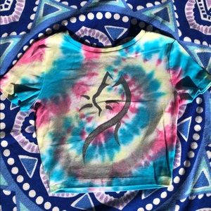 Tie Dyed Crop Top w Cat Stencil